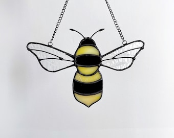 Stained Glass Bumble Bee Suncatcher Mothers Day Gifts Fly Insect Stained Glass Window Hangings Bumble Bee Yard Art