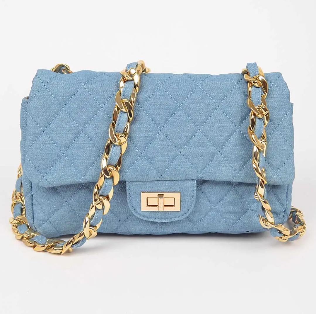 Chic Denim Distressed Bag with Gold Chain Explore Your New Favorite Blue Coach Bag | TikTok main image 2