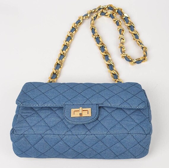 Chic Denim Distressed Bag with Gold Chain Explore Your New Favorite Blue Coach Bag | TikTok main image 3
