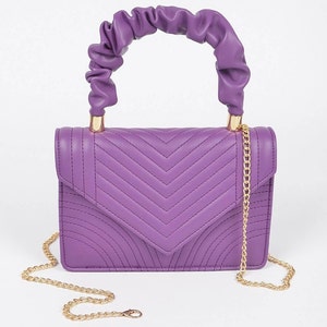 Quilted Faux Leather Top Handle Flap Bag (5 Colors)