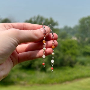 Pride Flag Crystal Dangle Earrings - Lesbian