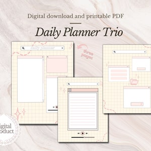 Simple Undated Digital Planner Minimalist Planner Landscape or Portrait for iPad GoodNotes Monthly Weekly Daily Templates Notes Pink