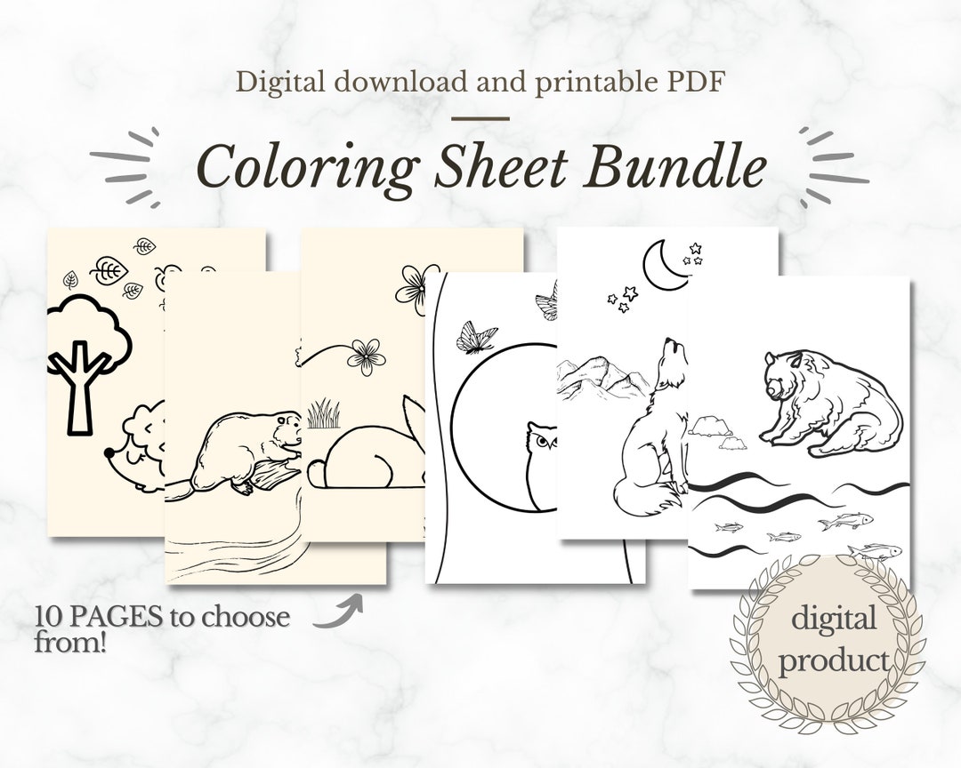 ANIMAL Printable COLOURING SHEETS, Cute Design, Adorable Colouring ...