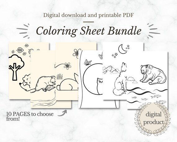 ANIMAL Printable COLOURING SHEETS Cute Design Adorable - Etsy