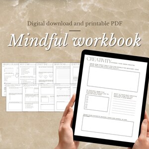 Mindful WORKBOOK, Exercises for a Calm Mind, Self-Care Workbook, Affirmations, Wellness, Journal, Digital Workbook, Gratitude Journal