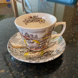 15 Cups and 18 Saucers - Staffordshire Yorkshire Multicolor Ironstone English Farm