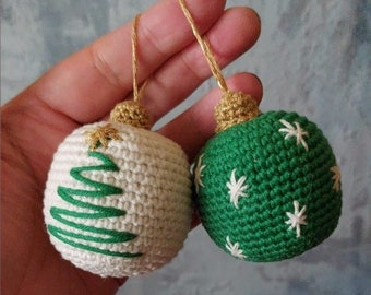 Crochet ornaments pattern, christmas tree ornaments ball, christmas decorations pattern, Crochet Christmas Baubles , Crochet pattern , DIY