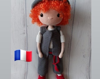 Patron FRENCH Amigurumi, Patron PDF français au crochet, Modèle poupée garçon français Amigurumi, Modèle poupée Amigurumi et Modèle poupée française au crochet