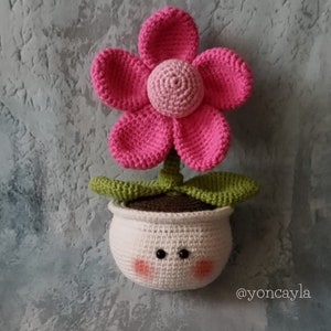 Crochet flower, Crochet Pot and plant, Amigurumi flower, Crochet flower pdf pattern, Amigurumi pot and plant pattern, crochet spring pattern