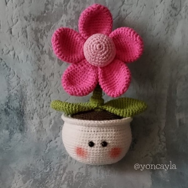 Häkelblume, Häkeltopf und Pflanze, Amigurumi blume, Häkelblume PDF Anleitung, Amigurumi Topf und Pflanze Muster, Häkelanleitung für den Frühling