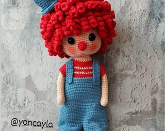Crochet Clown Amigurumi Pattern: Doll, Hat & Necktie (PDF Pattern)