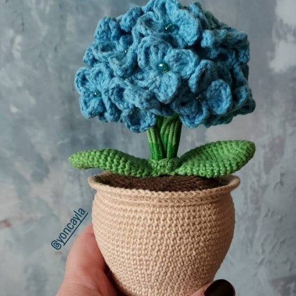 Crochet flower, Crochet pot and plant, Amigurumi flower,Crochet flower pdf pattern,Amigurumi pot and plant pattern,Crochet hydrangea pattern