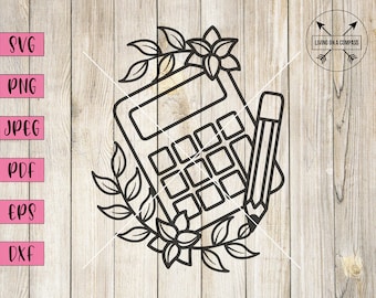 Rekenmachine svg, potlood svg, wiskunde svg, wiskunde kunst, leraar klas decor, terug naar school clipart, schoolbenodigdheden clipart, wiskunde print, cricut