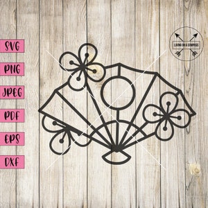 Fan svg, cherry blossom clipart, cherry blosom stickers, cherry blossom wall decal, japanese decor, japanese sticker, japan stickers, cricut