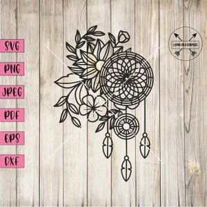 Dreamcatcher svg, floral dreamcatcher svg, feather clipart, boho svg, hippe svg, commercial use, digital, cut file, flowers svg, vector