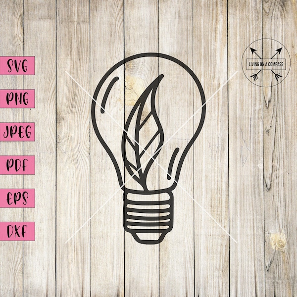 Bulb svg, leaf svg, leaves svg, leaves art, leaf clipart, leaf wall art, be the light svg, let your light shine svg, digital download, png