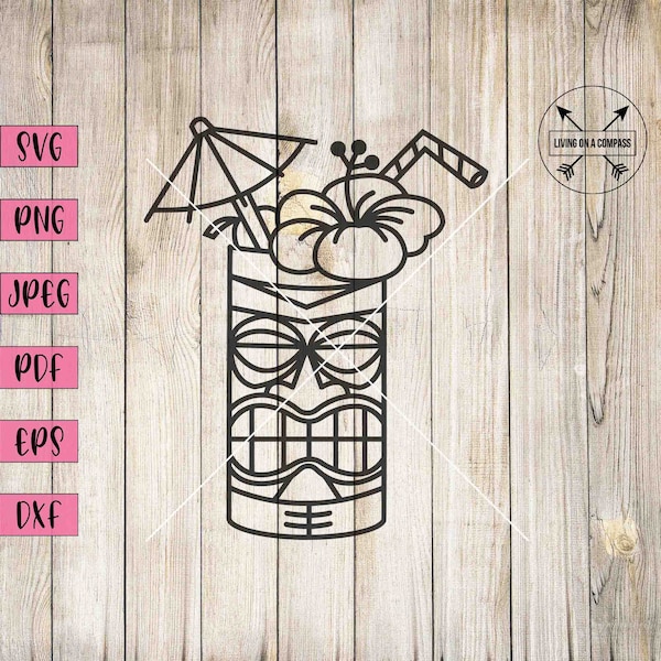 Tropical drink svg, cocktail png, tropical clipart, summer svg, tiki svg, luau clipart, luau party decorations, tiki bar signs, party decor