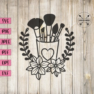 Maquillage svg, maquillage clipart, beauté svg, pinceaux de maquillage, cartes de visite de maquilleuse, conception de logo de maquilleuse, impression de maquillage, logo girly