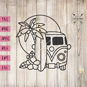 Van svg, hippie van, beach sign, hippie car, hippie svg, hippie clipart, hippie stickers, retro car, vintage car svg, surf svg, surf clipart