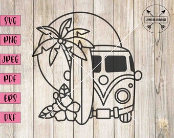 Van svg, hippie van, beach sign, hippie car, hippie svg, hippie clipart, hippie stickers, retro car, vintage car svg, surf svg, surf clipart