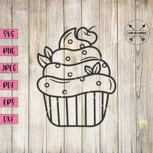 Cupcake svg, cupcake clipart, cupcake clip art, cupcake wall art, cupcake logo, dessert svg, baking svg, laser cut files, cricut maker, png