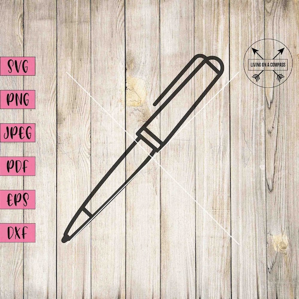 Pen svg, pen png, pen clipart, ballpen svg, ballpen clip art, pen cut file, back to school supplies, author svg, office supplies, png, dxf