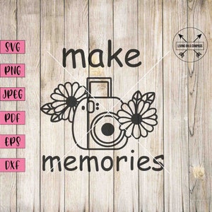 Machen Sie Erinnerungen svg, Polaroid Kamera svg, Fotografie svg, Fotografie Logo, Kamera Clipart, Polaroid, Retro-Dekor, Fotograf svg, png, dxf