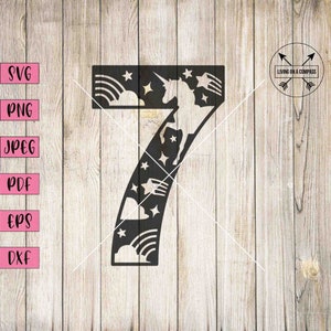 Zahl 7 svg, Sieben svg, Zahl 7 Druck, Zahlen Clipart, Zahlen svg, Zahlen svg, Zahlen svg, Einhorn svg, 7. Geburtstag, siebter Geburtstag