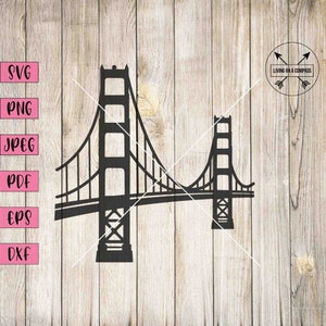 Golden gate bridge svg, golden gate bridge druck, golden gate bridge wandkunst, bridge svg, san francisco wand deko, dxf, svg