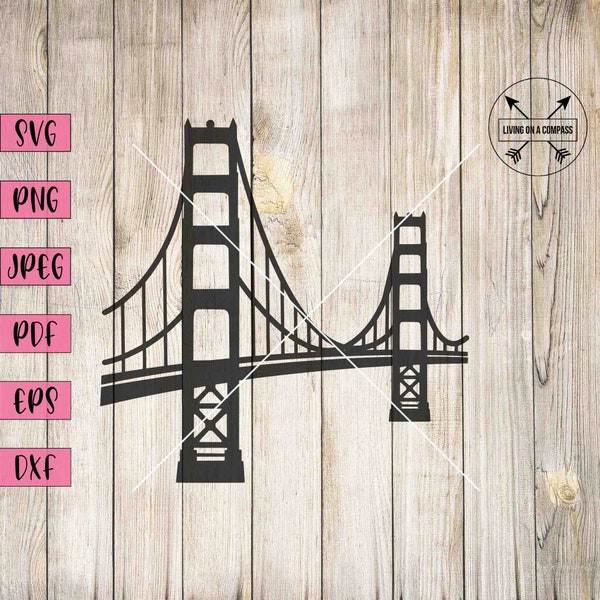 Golden gate bridge svg, golden gate bridge print, golden gate bridge wall art, bridge svg, bridge print, san francisco wall decor, dxf, svg