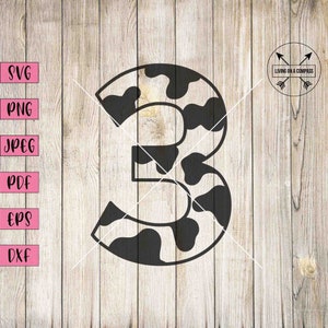 Cow print number 3 svg, number 3, number clipart, number stickers, number sticker, number decal, number decals, numbers svg, cow clipart