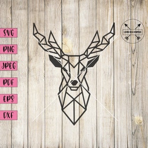 Geometryczny jeleń, jeleń svg, clipart jelenia, łoś svg, naklejka z jeleniem, naklejka z jeleniem, sztuka ścienna z jeleniem, jeleń png, byk, geometryczny, mandala svg, glowforge
