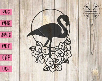 Floral flamingo svg, flamingo png, flamingo silhouette, flamingo clipart, summer clipart, flamingo party decor, summer planner stickers, dxf