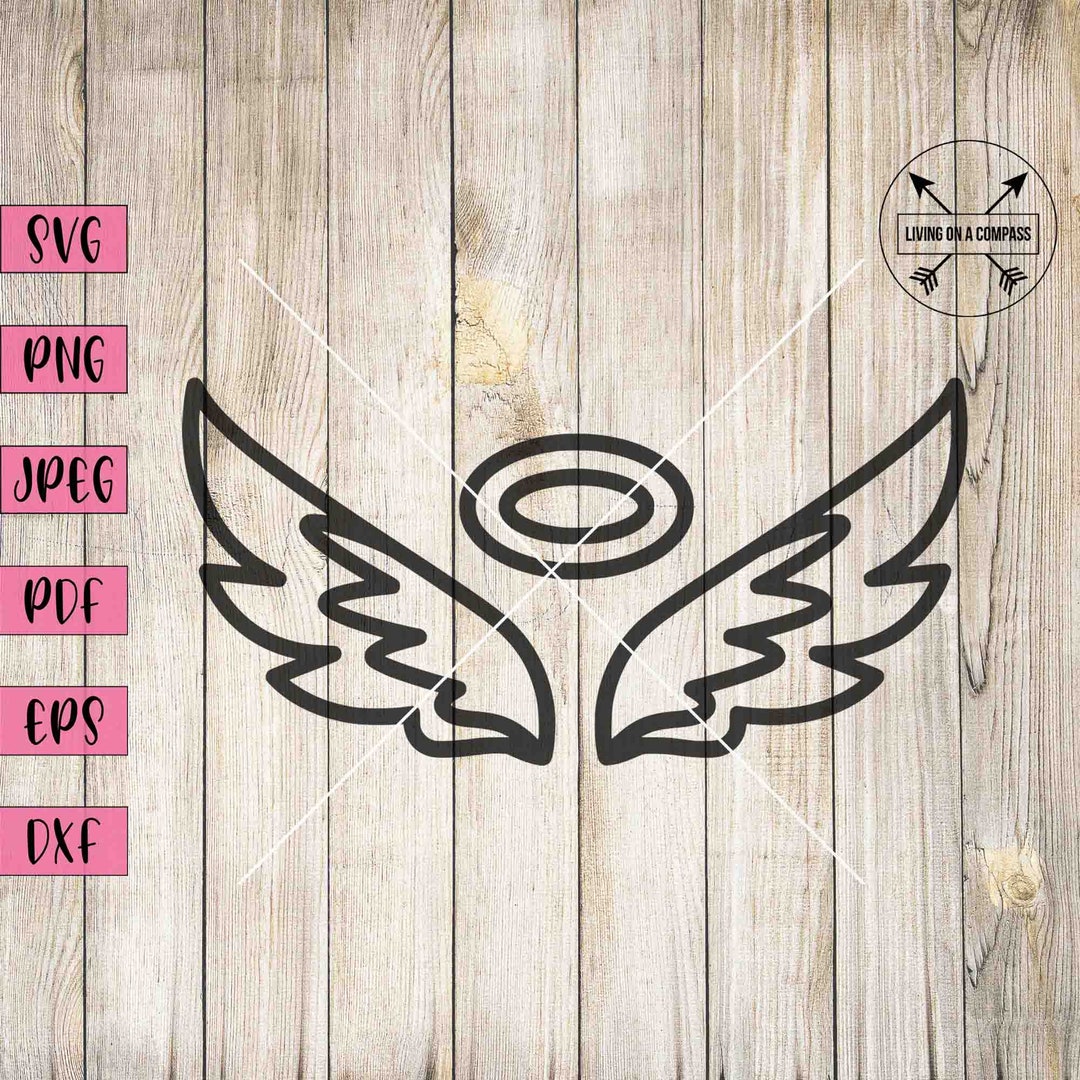 Wings and Halo Svg, Angel Wings Svg, Wings Clip Art, Angel Wings