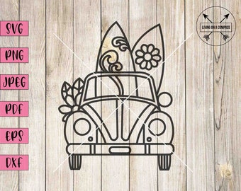 Hippie car svg, hippie svg, hippie clipart, hippie stickers, retro svg, retro car, vintage car svg, surf svg, surf clipart, laser cut files