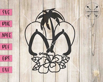 Op de afbeelding: Zwarte en witte silhouet van een paar slippers met een palmboom en een bloem. De tekst "Living on a Compass" staat in de rechterbovenhoek van de afbeelding.