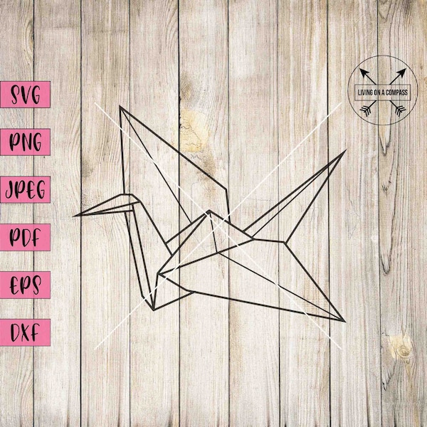 Paper crane svg, paper crane clipart, origami svg, origami clipart, origami crane svg, paper crane decal, bird svg, bird clipart, bird png