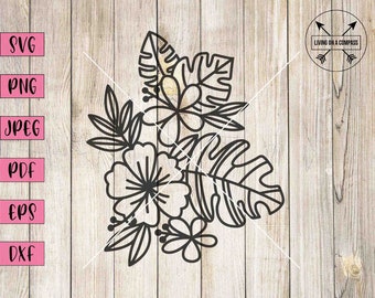 Tropisk blomma svg, tropisk blomma clipart, blommor png, hawaiiansk blomma clipart, sommar svg, blommor svg, blomma png, blommig clipart, svg