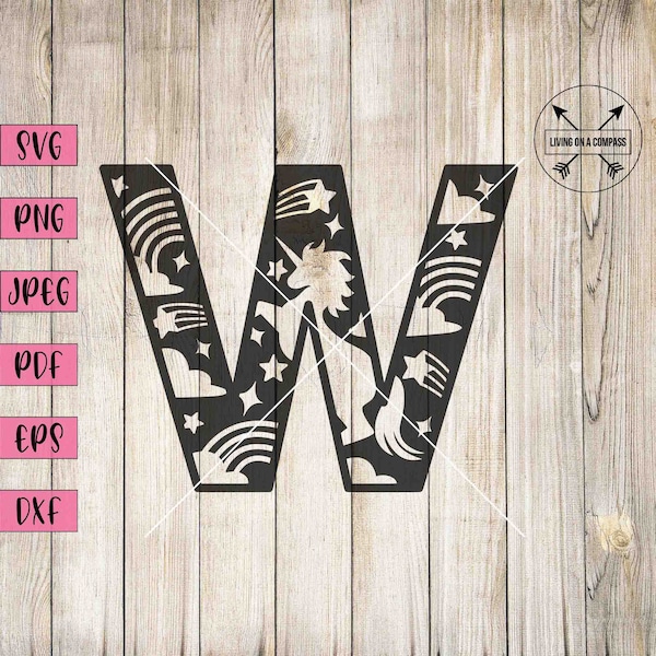 Letter w, unicorn letters svg, letter w print, alphabet svg, unicorn svg, letter svg, unicorn clipart, unicorn png, rainbow unicorn svg, png