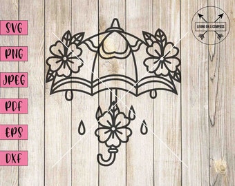 Umbrella svg, umbrella png, umbrella clipart, spring svg, spring svg files, spring clipart, garden svg, garden clipart, floral umbrella svg