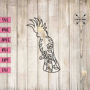 Parrot svg, parrot png, parrot clipart, floral parrot, floral bird, parrot decals, parrot sticker, tropical bird, wild bird, bird silhouette