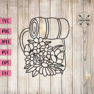 Backpack svg, backpack png, floral bag svg, hiking bag, hiking car decal, hiking stickers, hiker png, hiker clipart, hiker decal, hiker, dxf