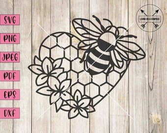Bee svg, bee my valentine, bee and heart, flowers and bee, floral bee, bumble bee png, insect svg, honey bee svg, bee kind svg, bee cut file