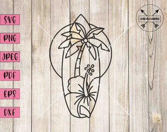 Surfplank svg, bloemensurfplank, surfplank clipart, surfplank kunst aan de muur, surfplank print, surf svg, surf clipart, surfen muur kunst, strand svg