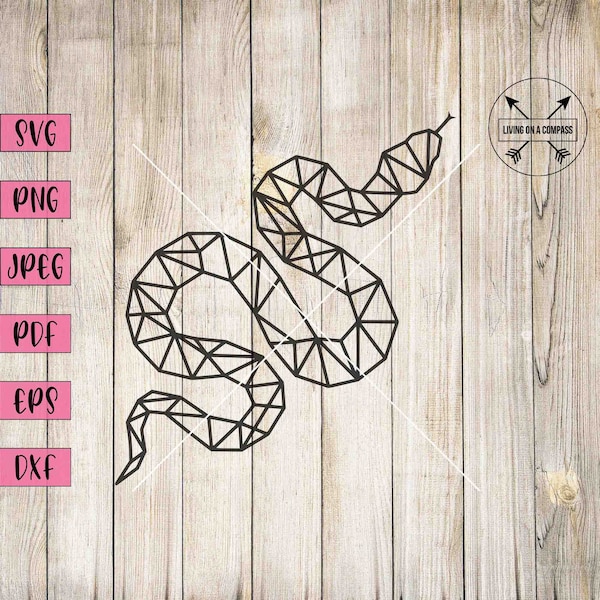 Snake svg, geometric snake, snake clipart, snake cut file, animal svg, animal decal, snake vector, snake decal, reptile svg, zoo animal svg