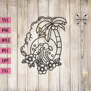 Waves svg, waves clip art, beach svg, beach clipart, palm tree svg, surf svg, surf sign, ocean svg, ocean clipart, summer svg, tropical svg