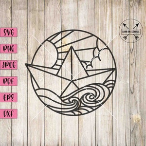 Paper boat svg, sail boat, origami paper boat, paper boat art, boat clipart, sailboat print, sail boat svg, nautical clip art, ocean clipart
