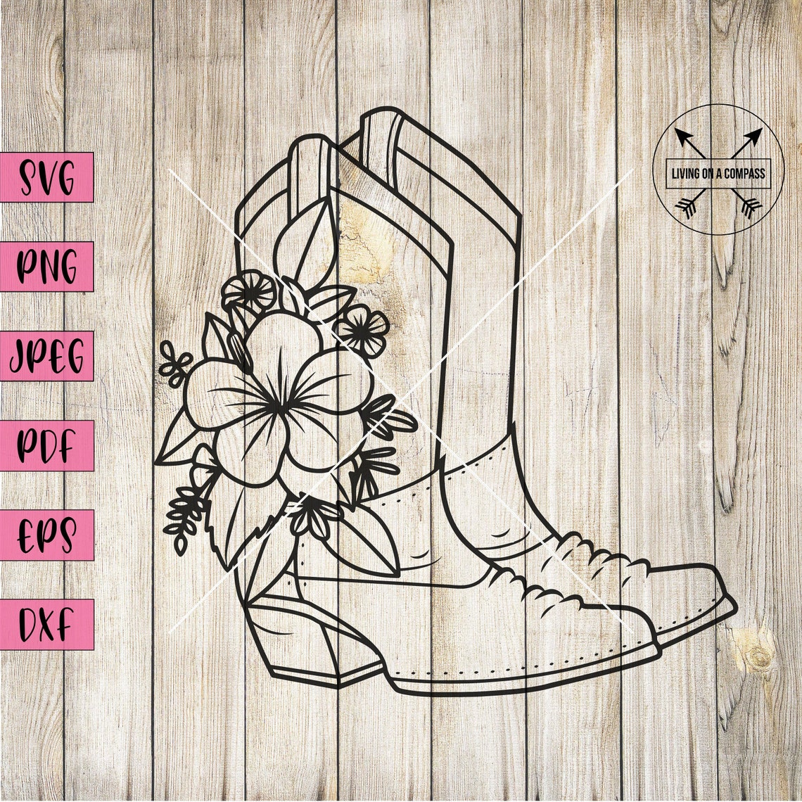 Floral Cowgirl Boots Svg Cowgirl Boots Cut File Cowboy Boots - Etsy