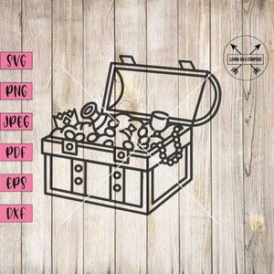 Treasure chest svg, treasure chest clipart, pirate treasure chest, pirate party decorations, treasure svg, treasure clipart, pirate svg, png
