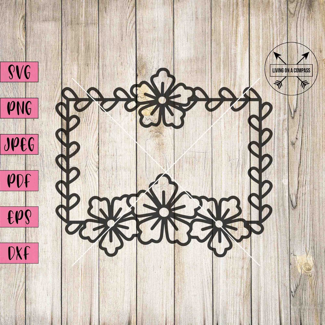 Rectangle Frame Clipart, Floral Frame Svg, Floral Frame Clipart, Floral ...